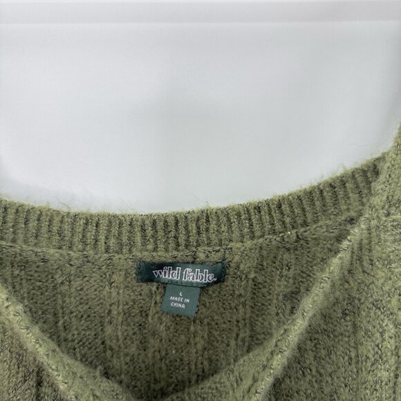 Wild Fable Ribbed Green Cropped Sweater Tank‎ Top Blouse Sz L  Boho Festival - Picture 4 of 7
